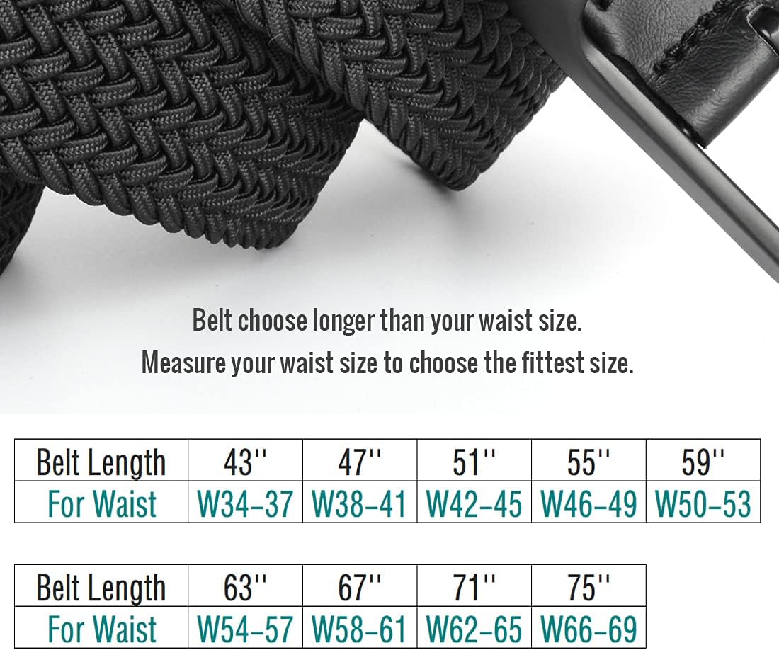 Plus Size 43'' to 75'' Mens Elastic Stretch Belts Big and Tall Belt - Image 2