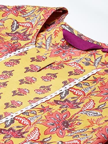 Image of ANNI DESIGNER Women's Cotton Blend Printed Straight Kurta With Pant