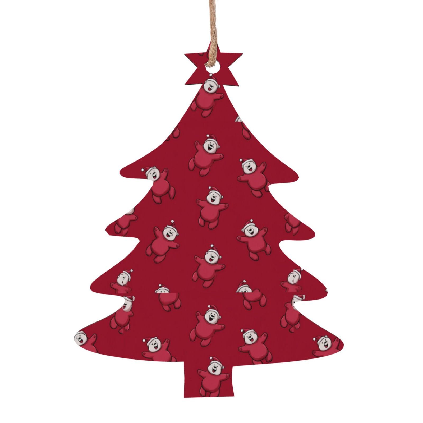 Illustration Bear Lot de 4 décorations de Noël scandinaves en bois naturel pour sapin de Noël rustique et confortable