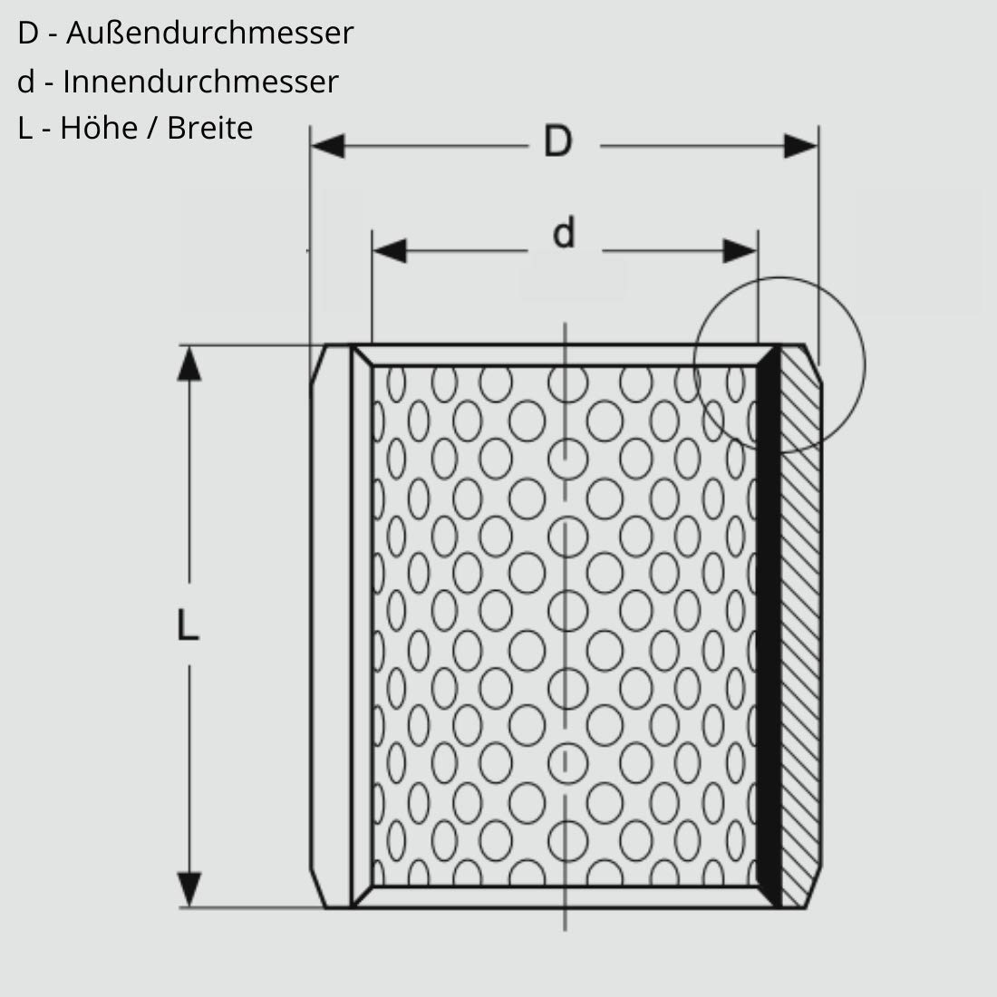 Gleitlagerbuchse 50mm x 55mm x 40mm | Gleitlager aus Bronze mit Innenschmierung (schmiertaschen) | Bronze-Gleitlager 50x55x40 | BRONZE - CuSn8 | 1 Stück