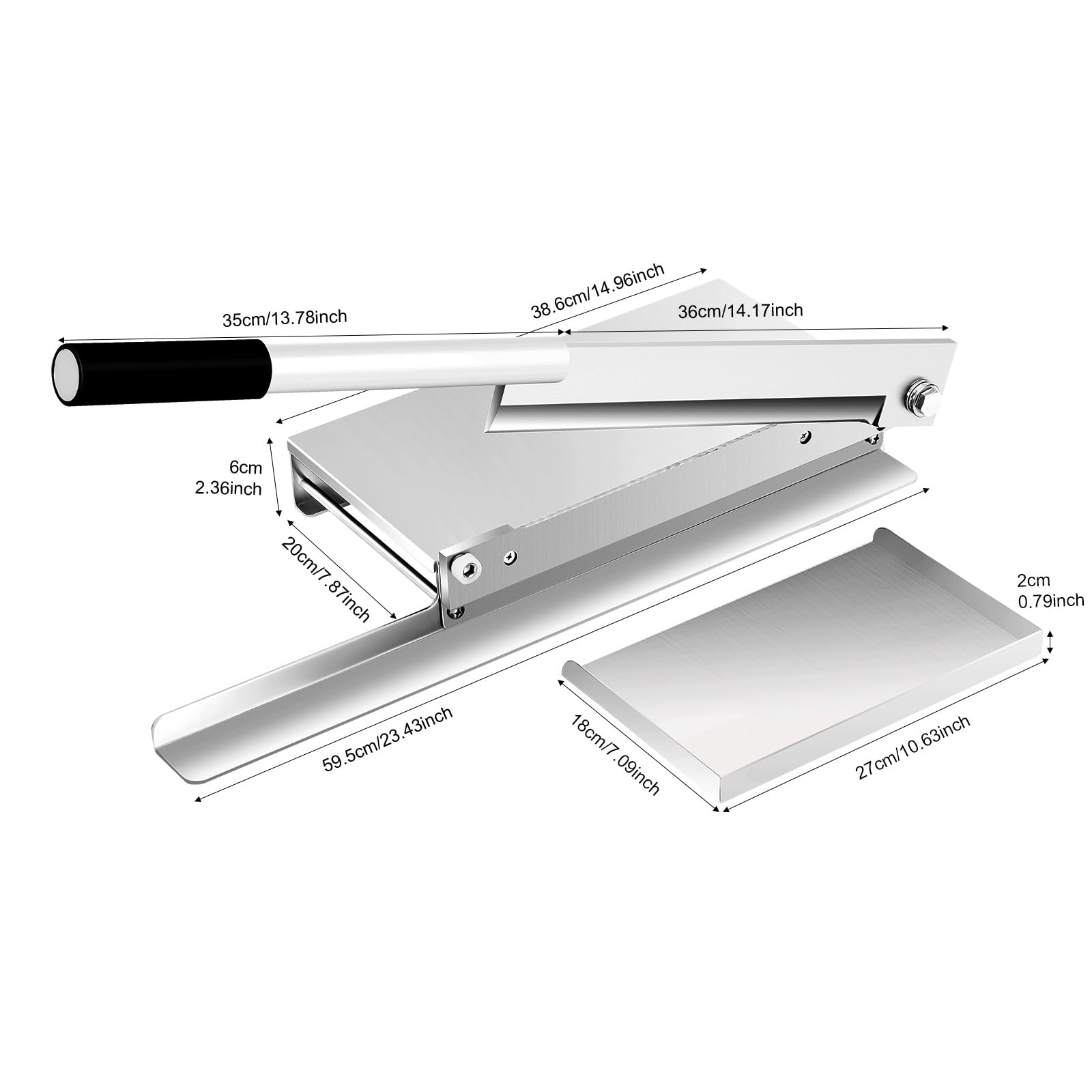 Meat Bone Cutter, Manual Meat Slicer Stainless Steel Bone Cutting Machine, Home Kitchen Bone Chopping Machine with Food Spatula, Used to Cut Pig's Feet, Pork/Beef Ribs, lamb chops, Chicken and Duck