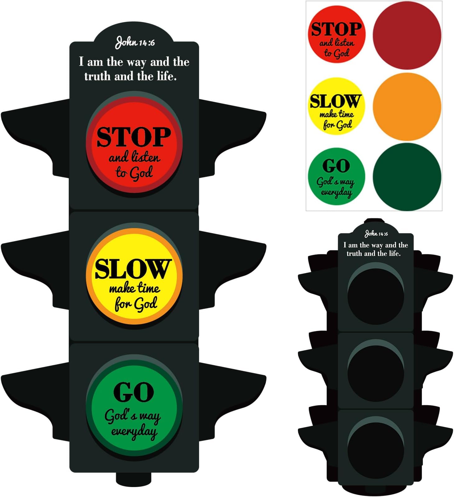 Eaasty 30 Pcs Sunday School Crafts for Kids Christian Bible Religious Inspirational Traffic Light Crafts Kit for Vacation Bible School VBS Church Classroom Decor