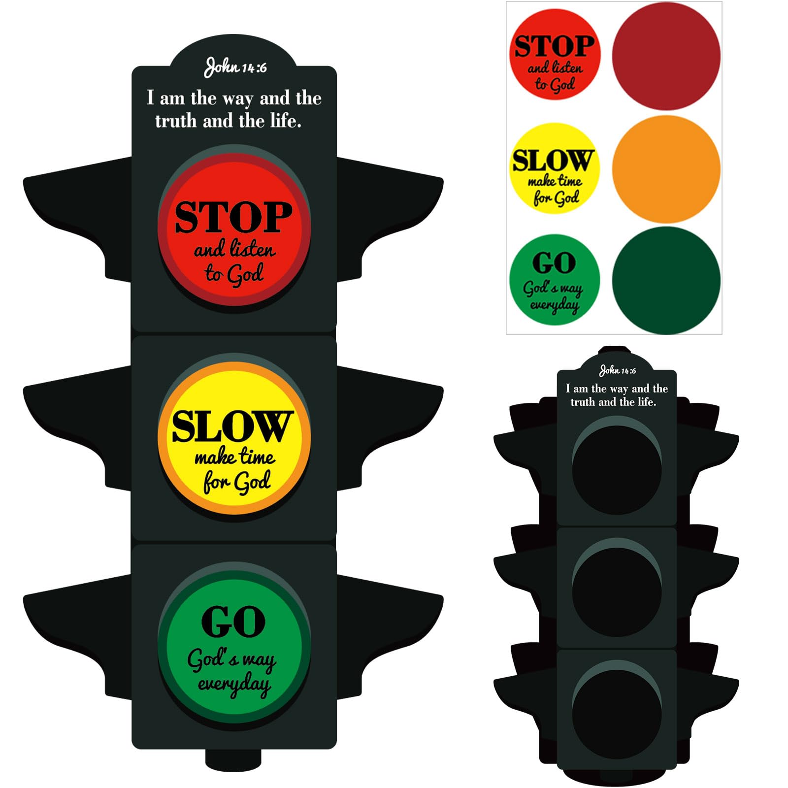 Eaasty 30 Pcs Sunday School Crafts for Kids Christian Bible Religious Inspirational Traffic Light Crafts Kit for Vacation Bible School VBS Church
