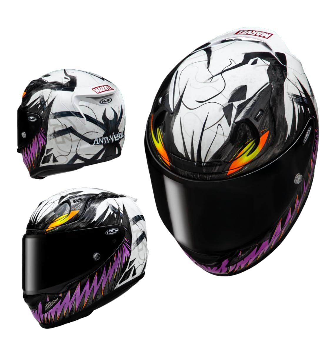 RPHA 12 Anti-Venom II Marvel Casco Moto Nero Bianco Viola