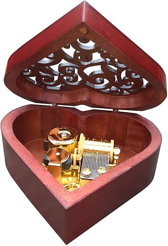 Miniatura 2 de BinkeGG Caja de música de madera con forma de corazón hueca con mecanismo musical Sankyo. Melodía No puedo evitar enamorarme