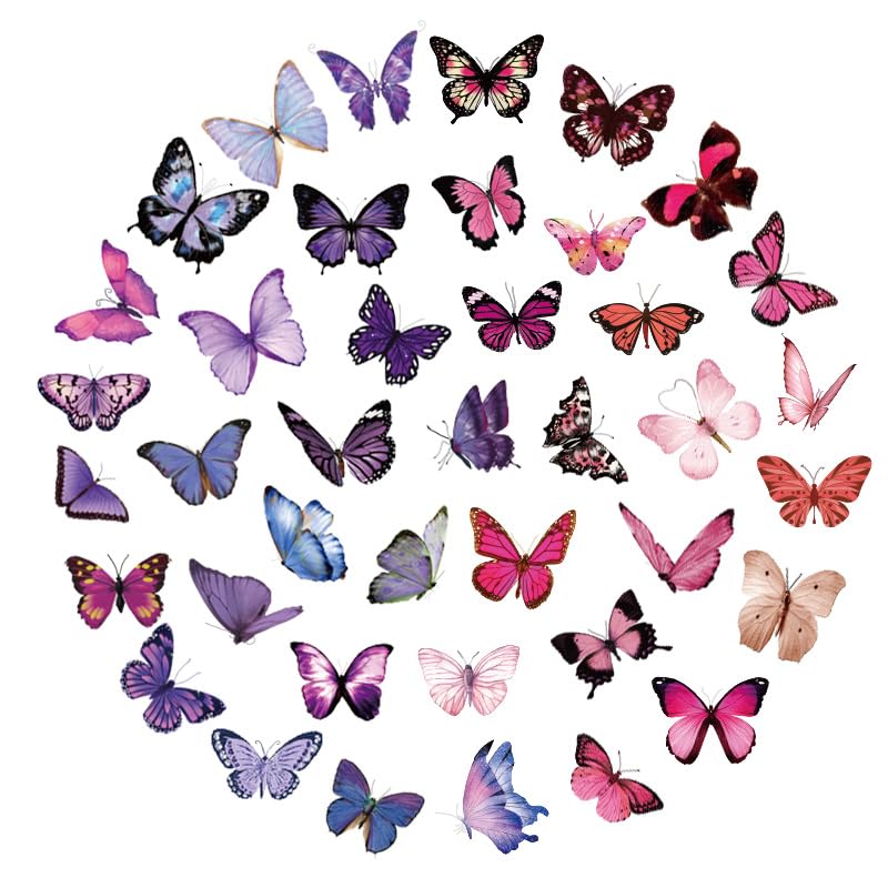 Ceihwa 80pcs Pegatinas Scrapbooking Mariposas Butterfly Stickers Bullet Journal Impermeables Pegatinas Autoadhesivas Decorativas Pegatinas Transparentes Pequeñas para Manualidades Álbumes de Recortes
