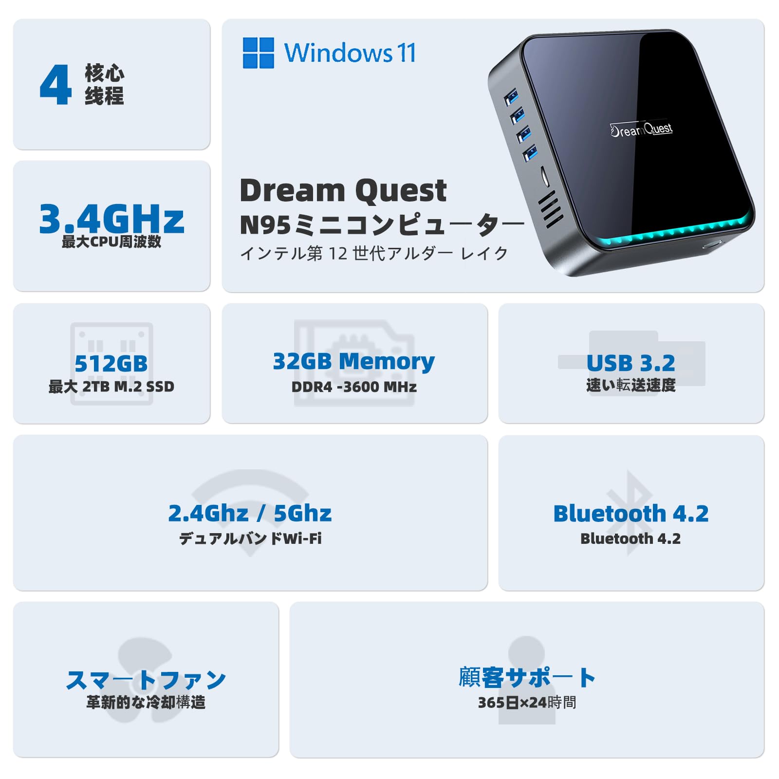 ミニpc 最新第12世代 n95 新版 最大3.4GHz mini pc 4T Amazon.co.jp: ミニPC 最新第12世代 ミニPC N95 Windows 11 Pro 16GB