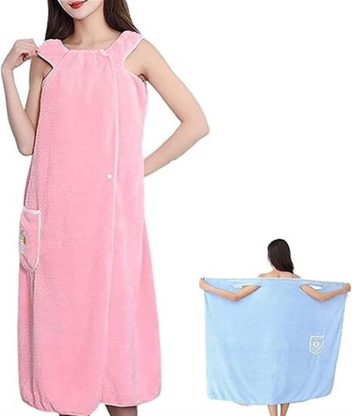 QLXYYFC Womens Bath Skirt with Snaps Soft Fluffy Coral Fleece Bath Towel Wearable Robes for Women Beach Spa Sauna Towelling Robe Cover up Dress Gown Bathrobe