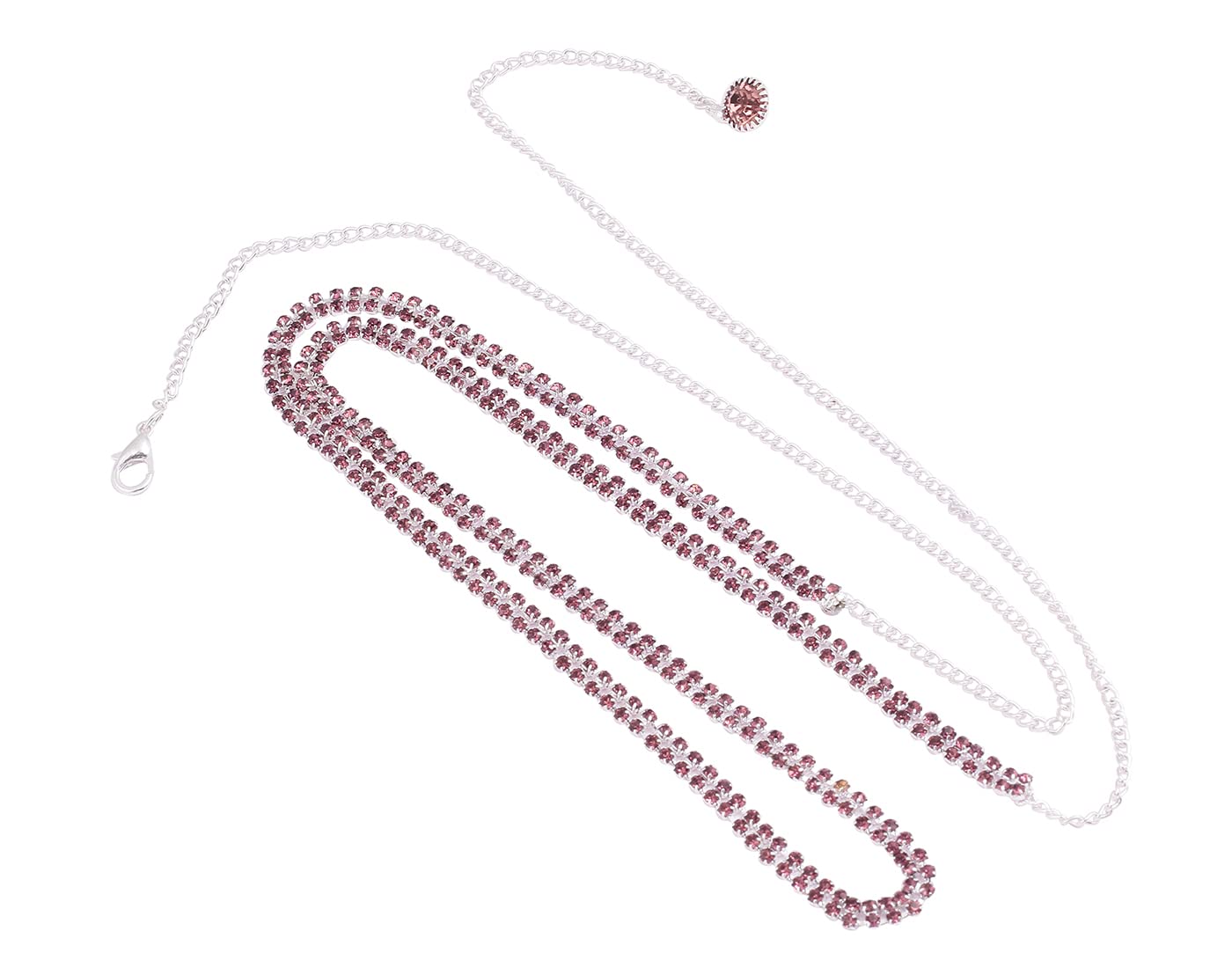 FASHIONS Silver Hip waist belly chain Vaddanam kamarbandhani Silver pink colour Belt for Half Saree-image-34