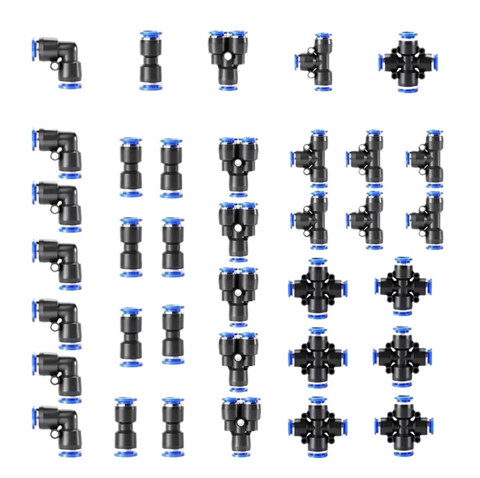 Eyjoutxgg 4Mm 32Pcs Pneumatic Fittings Kit 6Mm 8Mm 10Mm Push To Connect Air Hose Connectors Straight Elbow Tee Y Splitter Quick Release(4Mm)