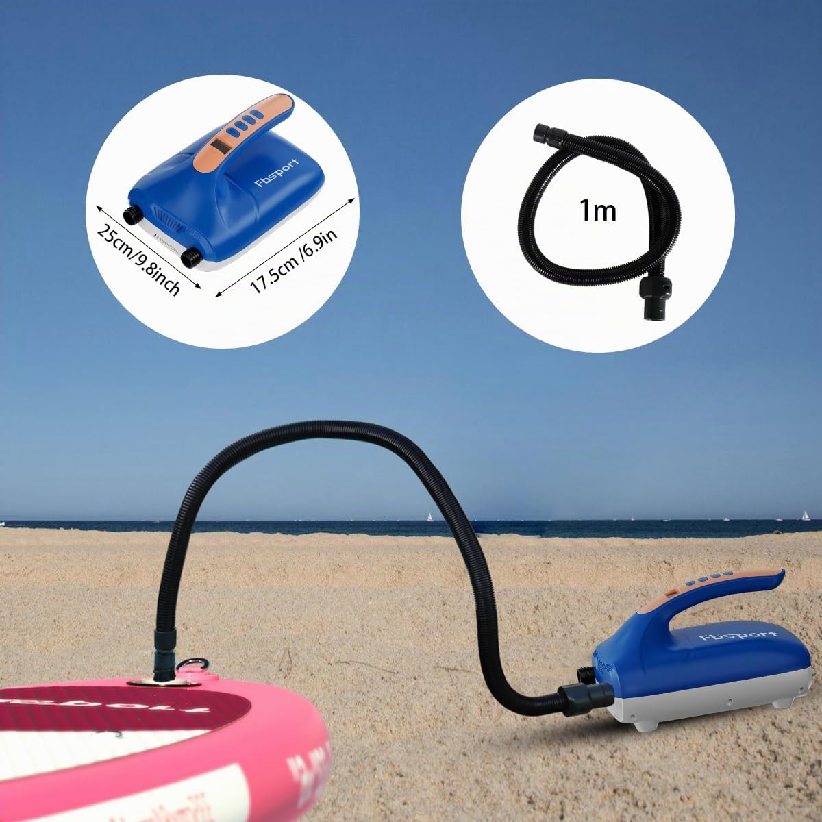 SUP Pumpe Elektrisch 20 PSI, 12V DC Elektrische Hochdruck Luftpumpe mit Auto-Off-Funktion, 2-Stufen Inflation/Deflation und LCD, Hochdruckluftpumpe für Paddle-Board Kajak Luftmatratze Zelt