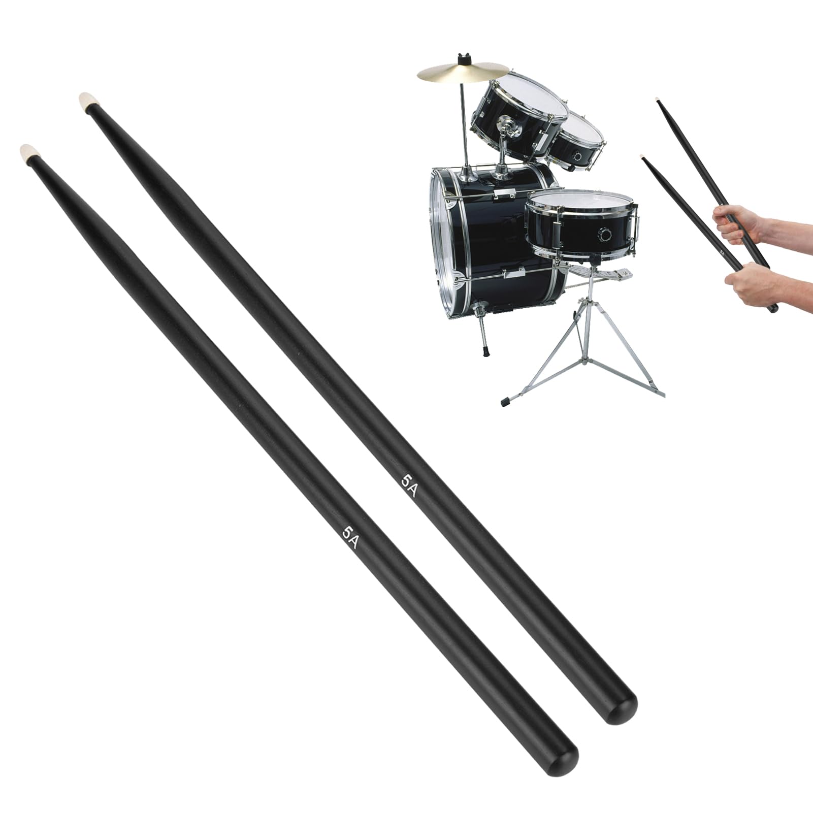 Paire De Baguettes De Batterie 5A En Bois D'Érable - Professionnelles Pour Débutants Et Adultes, Noir Ou Rouge