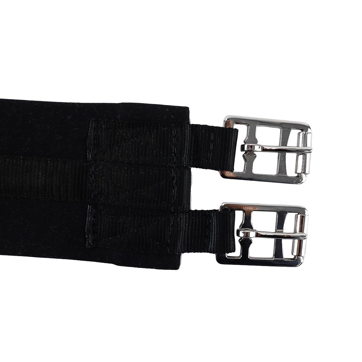 Cincha artificial para caballos - Cincha versátil con pelo sintético - Extremos elásticos - Correa larga de neopreno con pelo sintético (Negro, 130 cm)