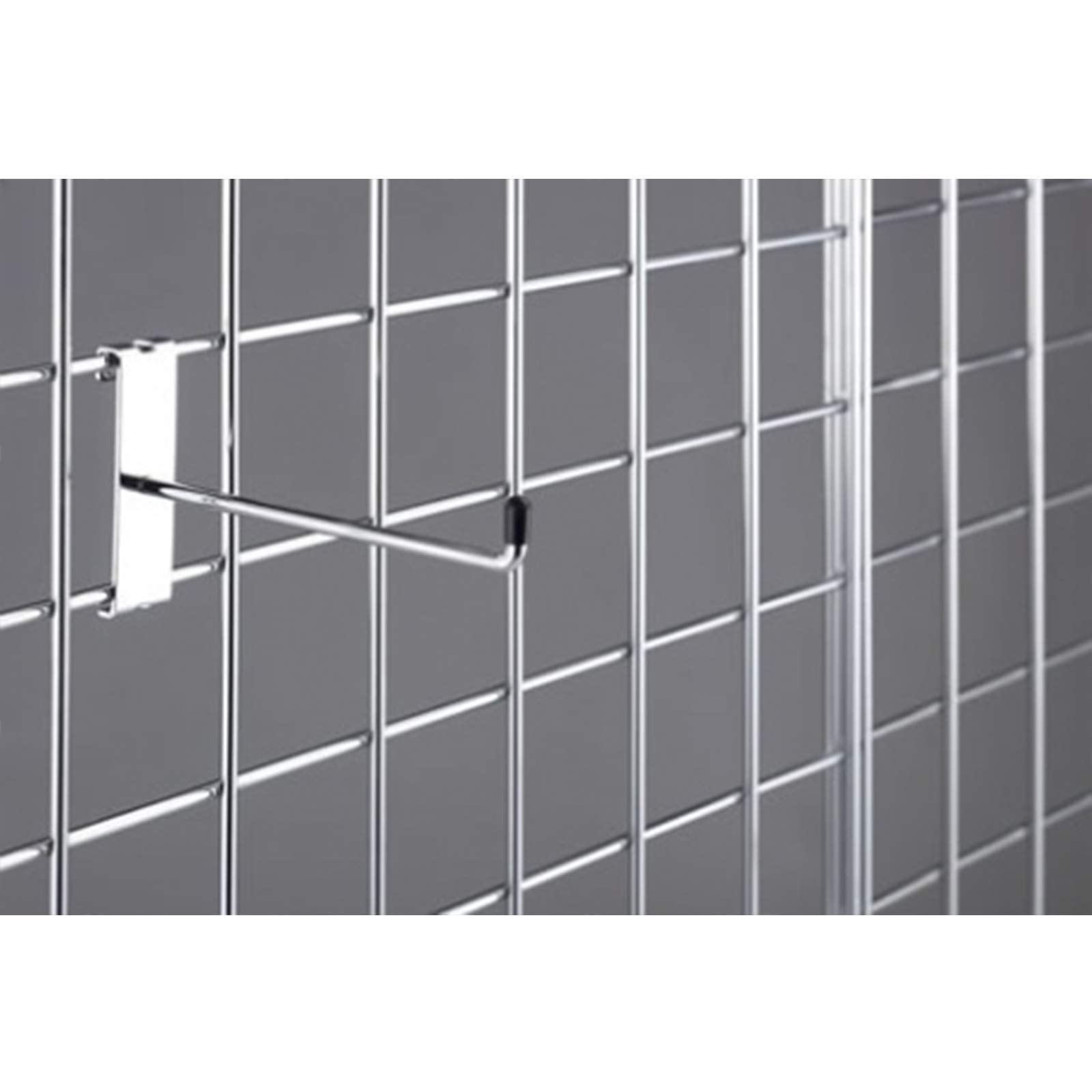 Completeshopfittings Chrome 20X Wallmesh Heavy Duty Hooks Accessory Single Prong Shop Gridmesh Display(6 Inch)
