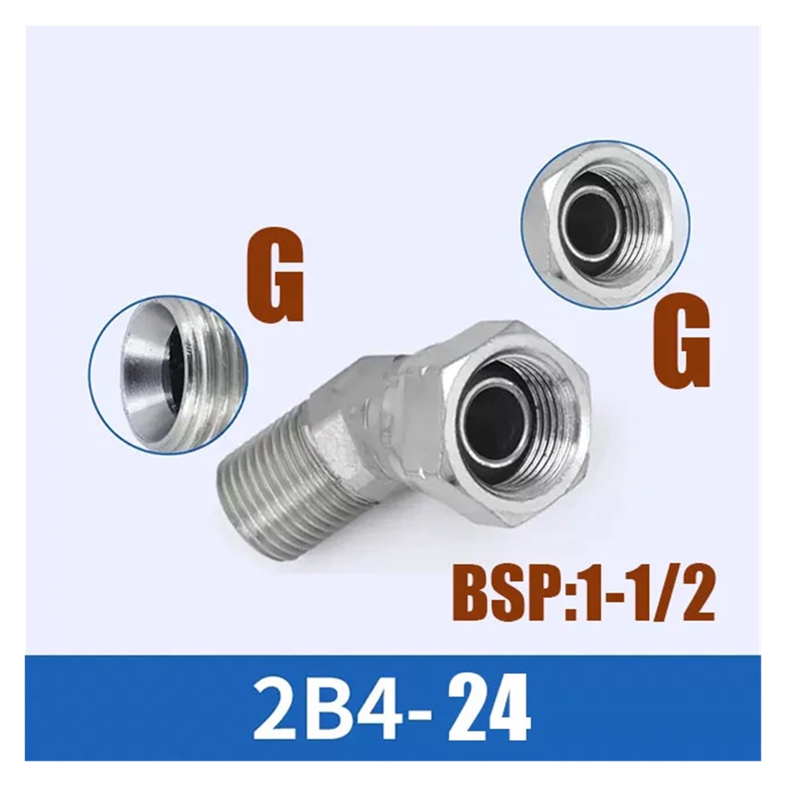 ZHGUIMING Złącze hydrauliczne 1/4 "3/8" 1/2 "3/4" 1 "1-1/4" 1-1/2" gwint żeński na męski 45 stopni złącze do montażu rur łącznik(2B4 24)