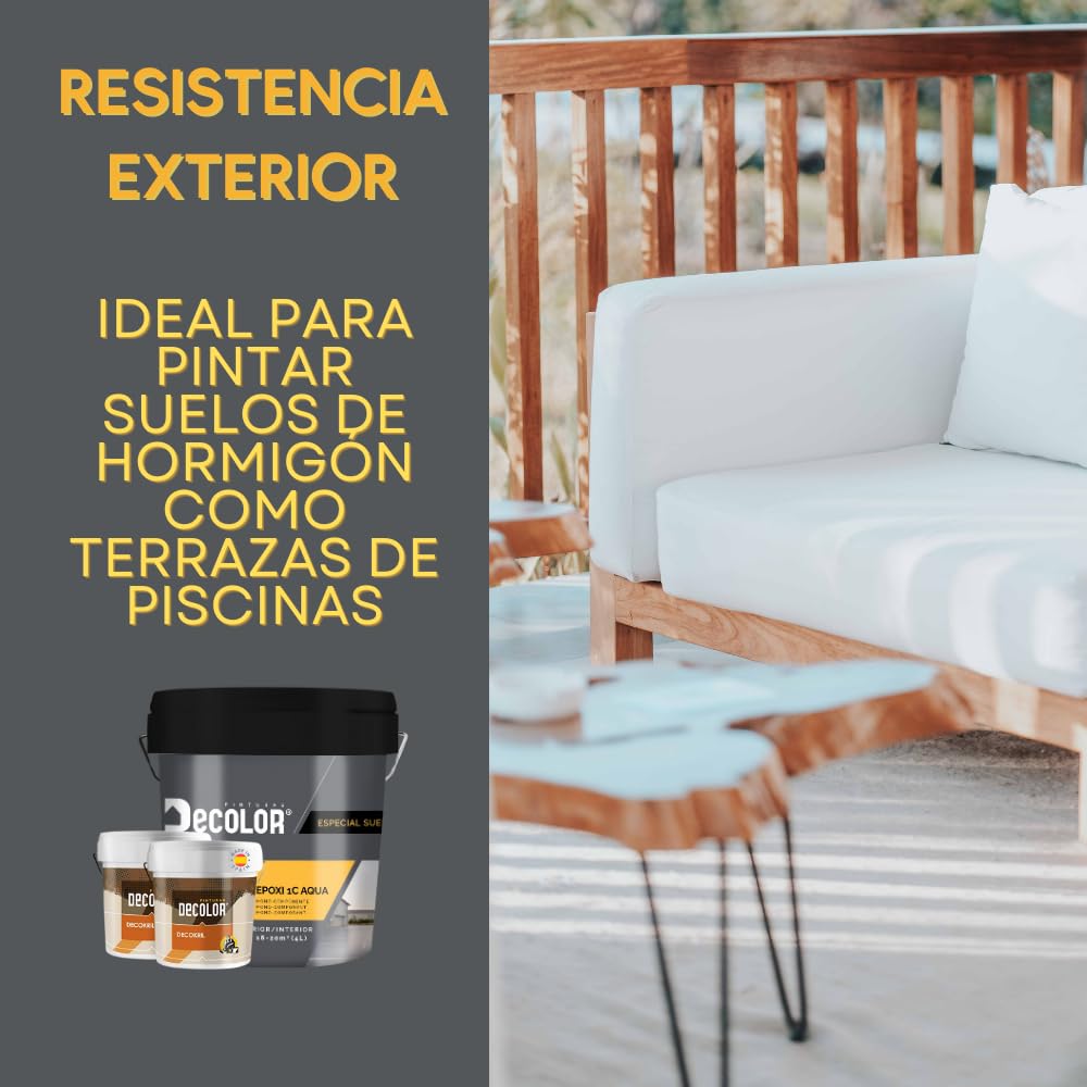 Pintura de Resina Epoxi Monocomponente para Suelos BEIGE, RAL 1001. 4 Ltr. + 2 Imprimación Decokril Rapid 750 ML