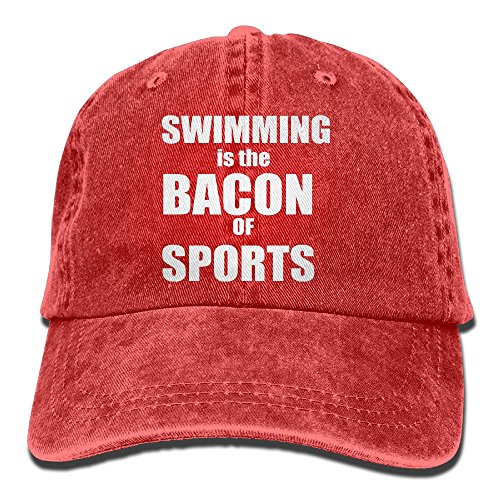 Taijian Swimming Is The Bacon Of Sports Adult Denim Dad Solid Baseball Cap Hat Red