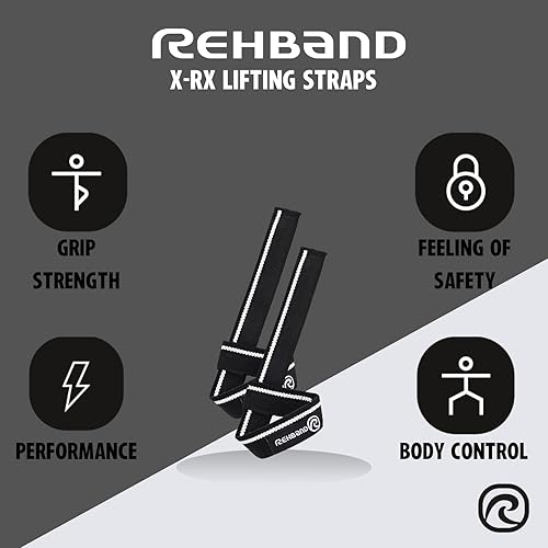 Miniatura 2 de Rehband Correas de levantamiento para entrenamiento de fuerza, 1 par de correas de fitness, 100% algodón, soporte de agarre de 22.0 in para
