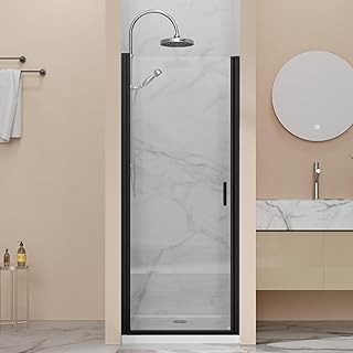 30” x 72” Pivot Swing Shower Door, 1/4 inch Tempered Glass Panel Hinged ...