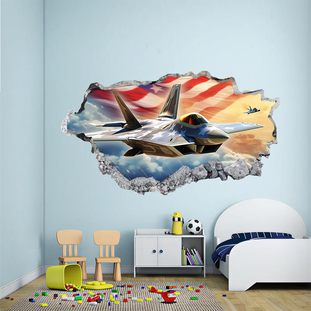 3D Wandtattoo Durchbruch Wanddeko Flugzeug Wanddurchbruch sticker Wandbild Wandsticker Wolke Wohnzimmer Wanddeko Wandaufkleber für Kinderzimmer Mädchen Teenager Zimmer