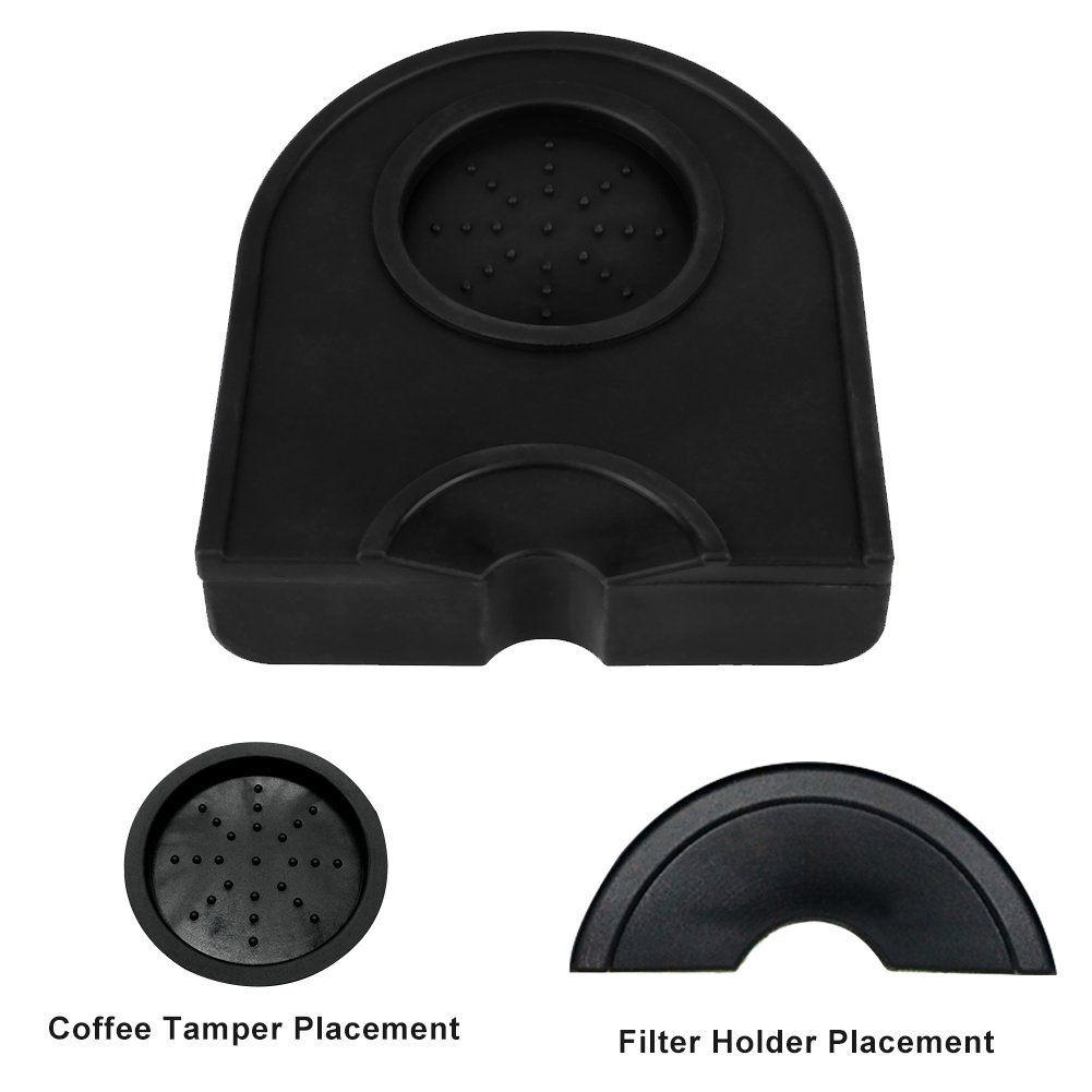Tappetino in Silicone per Caffè, Pad Antiscivolo Antimacchia Resistente all'Usura per Macinacaffè(Nero)