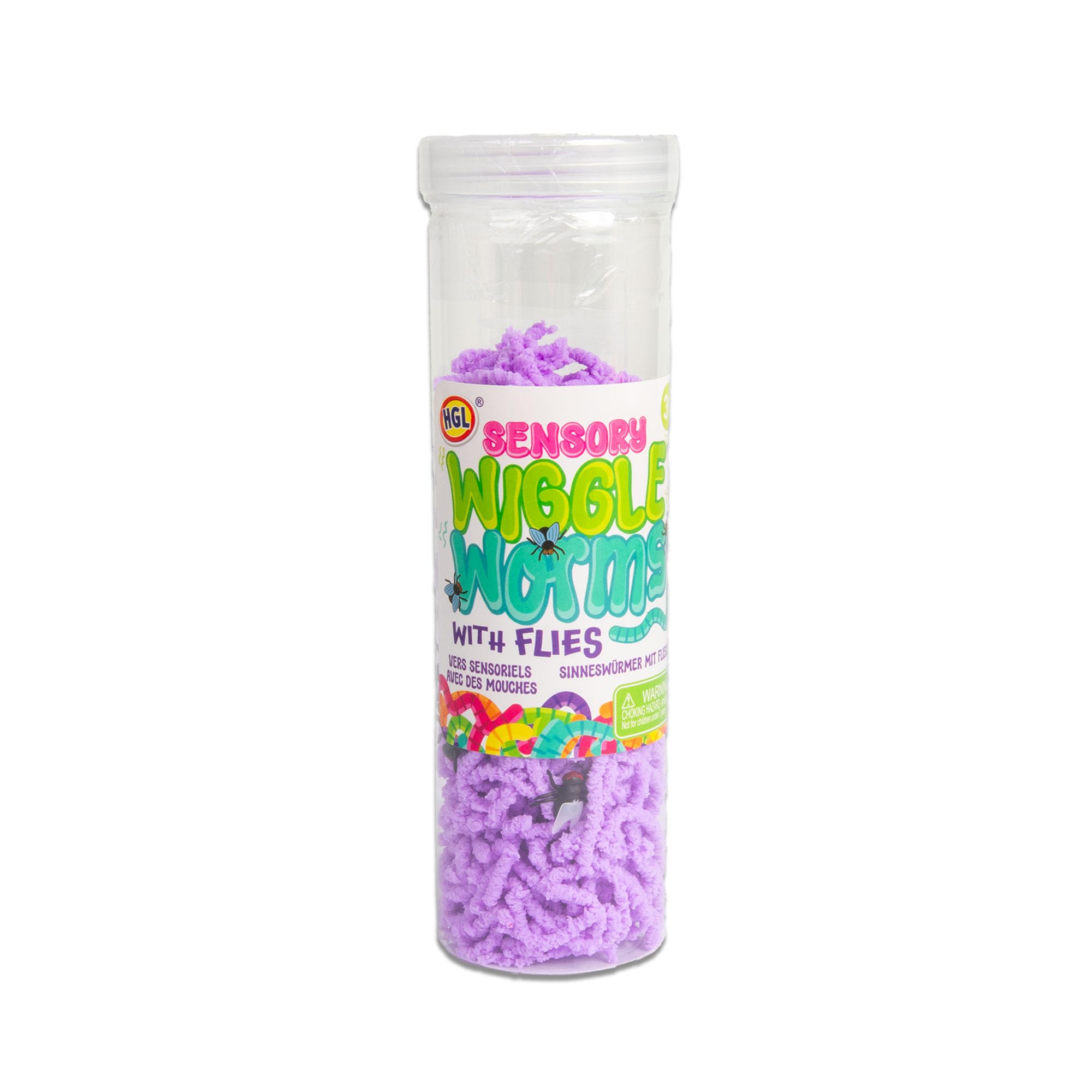 HGL Sensory Wiggle Worms with Flies – Stretchy Sensory Fidget Toy Tube (1 Colour Sent at Random)