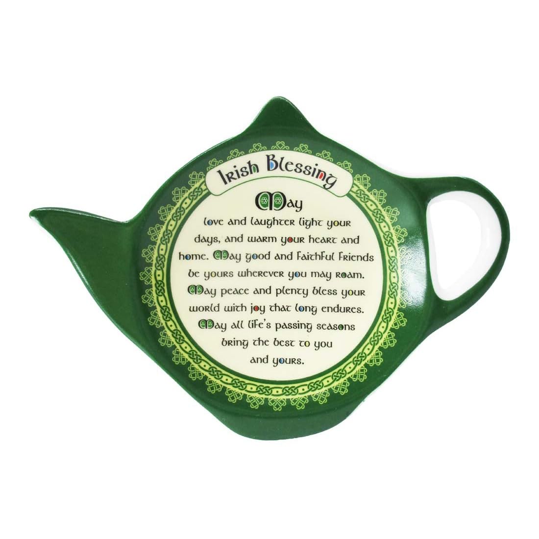 New Bone China Teabag Holder With Irish Blessing, 8Cmx11Cm