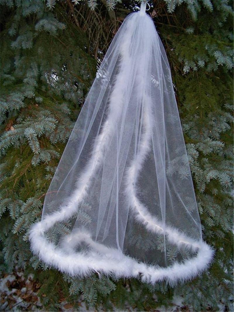 Generic Nozze 1 Strato Veil veli da Sposa Feather Edge Accessorio da Sposa Velo da Sposa con Pettine 80 cm Lunghezza (Color : White)