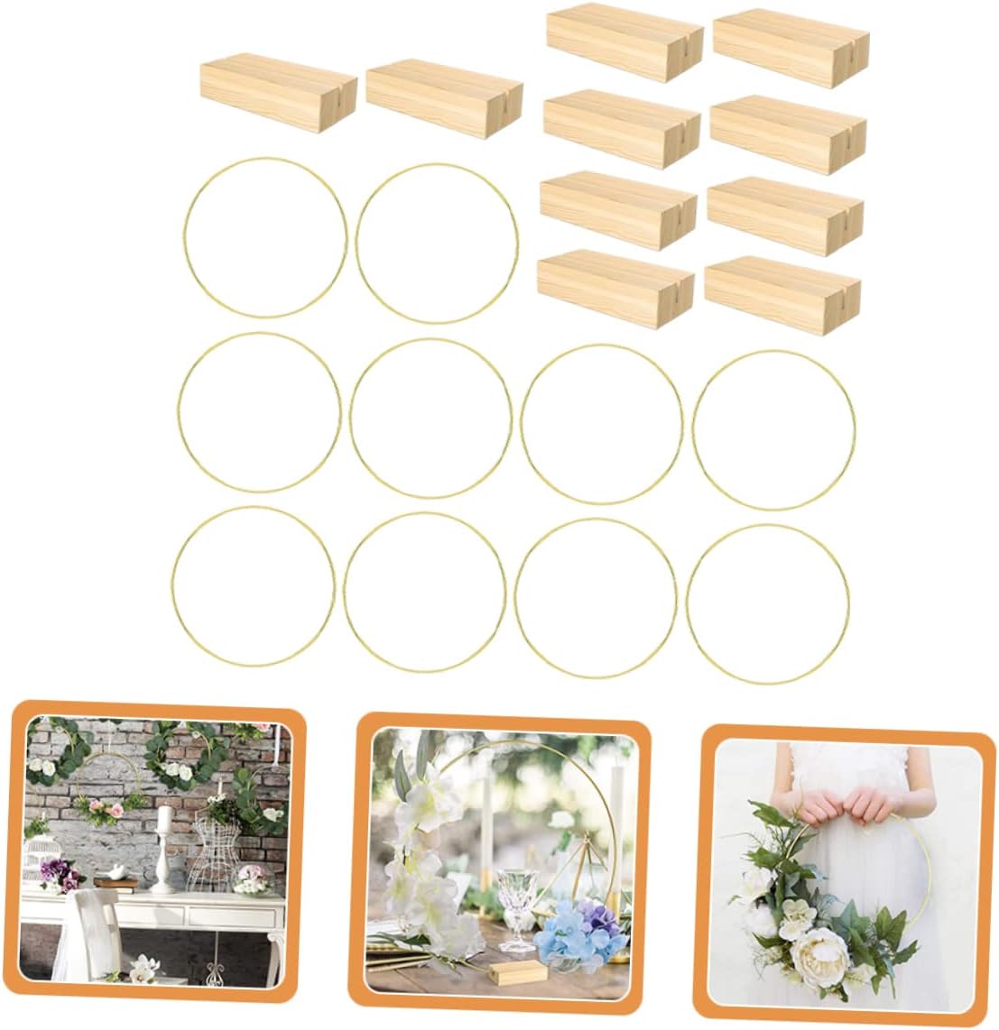 PRETYZOOM Metal Wreath Frame Hoop Centerpieces for Wedding 10 Sets Macrame Rings Wreath Making Supplies