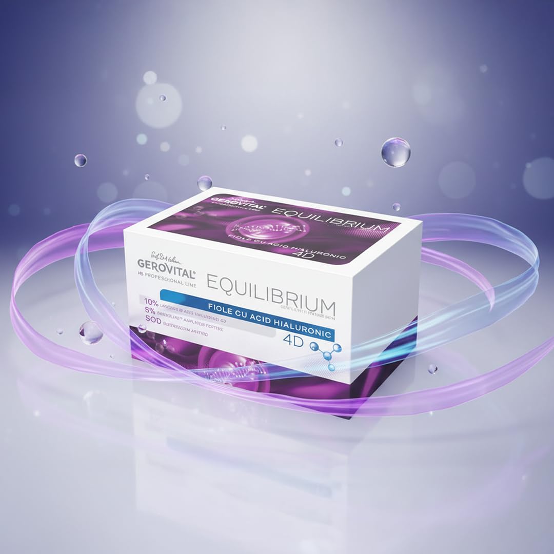 Gerovital H3 Equilibrium Ampollas Ácido Hialurónico 10% 4D + Argireline 5% – Sérum Antiedad Efecto Relleno, Hidratación Profunda, Piel Madura, Mujeres Hombres, 20 × 2 ml