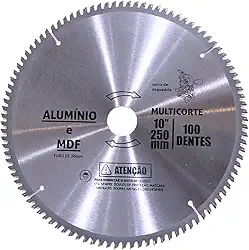 Disco Serra Circular 250mm 100 Dentes Para Alumínio Mdf