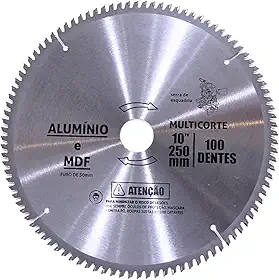 Disco Serra Circular 250mm 100 Dentes Para Alumínio Mdf
