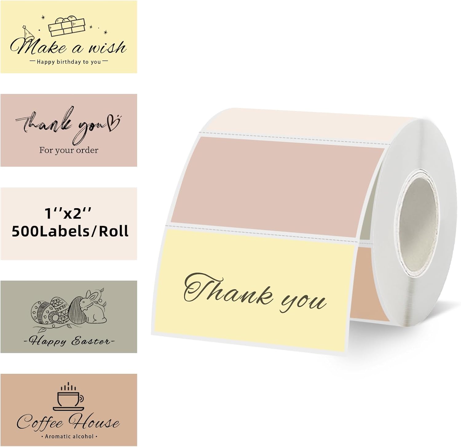 2''x1'' Morandi Direct Thermal Barcode Labels,Self-Adhesive Thermal Printer Stickers for Address Design DIY Logo Business