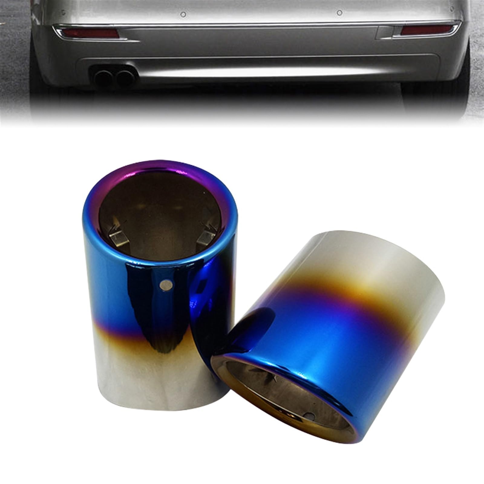 Scarico Auto Terminale di Scarico Tubo di Scarico per Auto È Adatto per La Decorazione della Gola della Coda del Silenziatore in Acciaio Inossidabile Semi-Blu per B&MW Serie 5