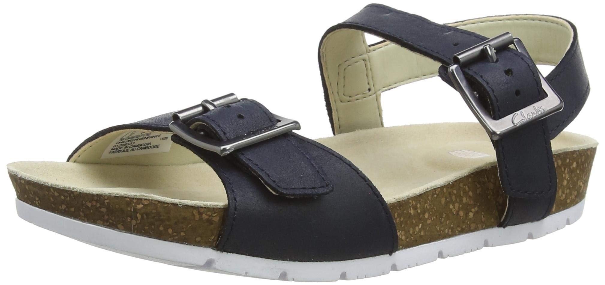 Clarks River Sand K Sandal, Navy Leather, 12 child UK (30 EU)
