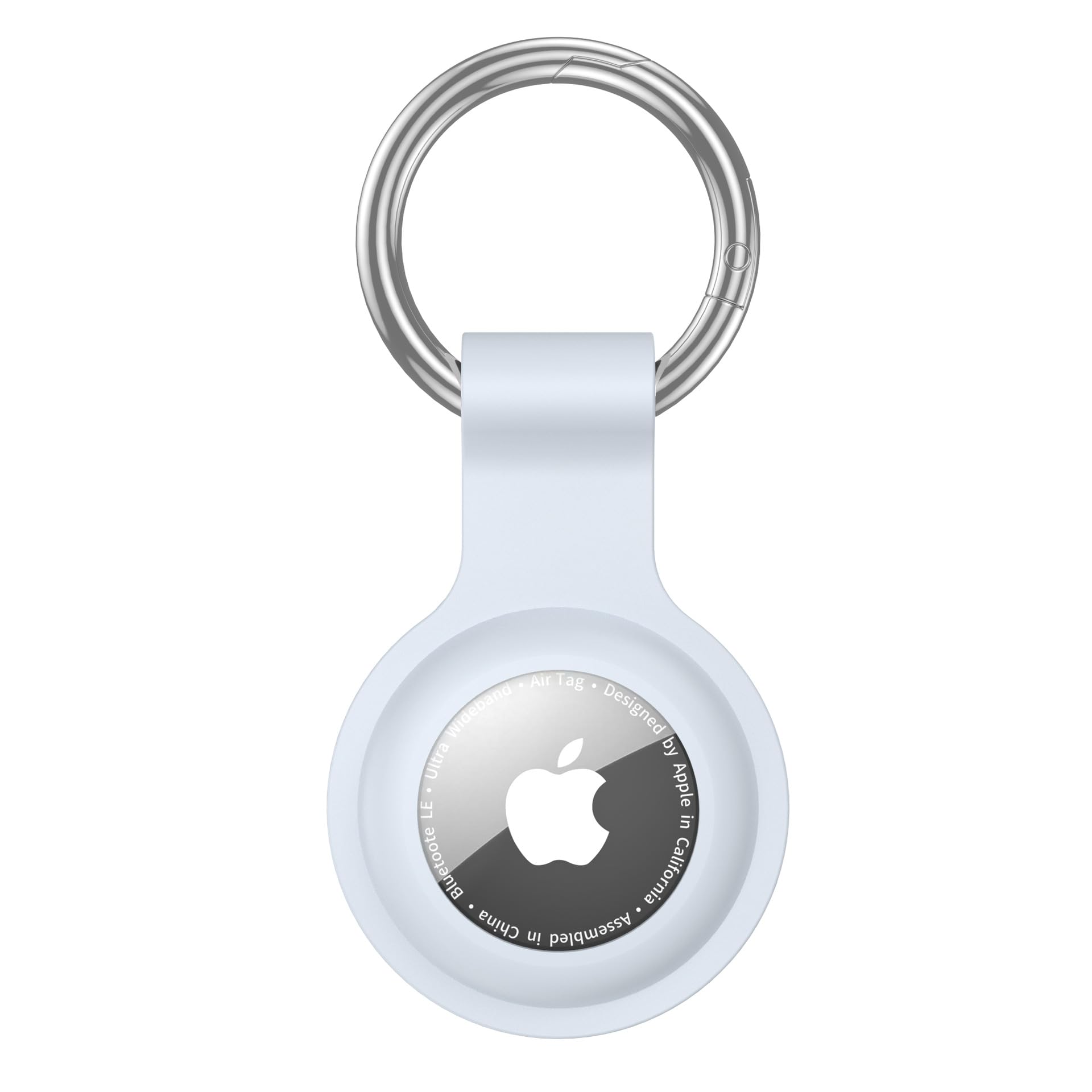 Funda para Airtag, Funda de Silicona Ultraligera para Air Tags con Anillo de Llavero antipérdida, Accesorio Gris Claro