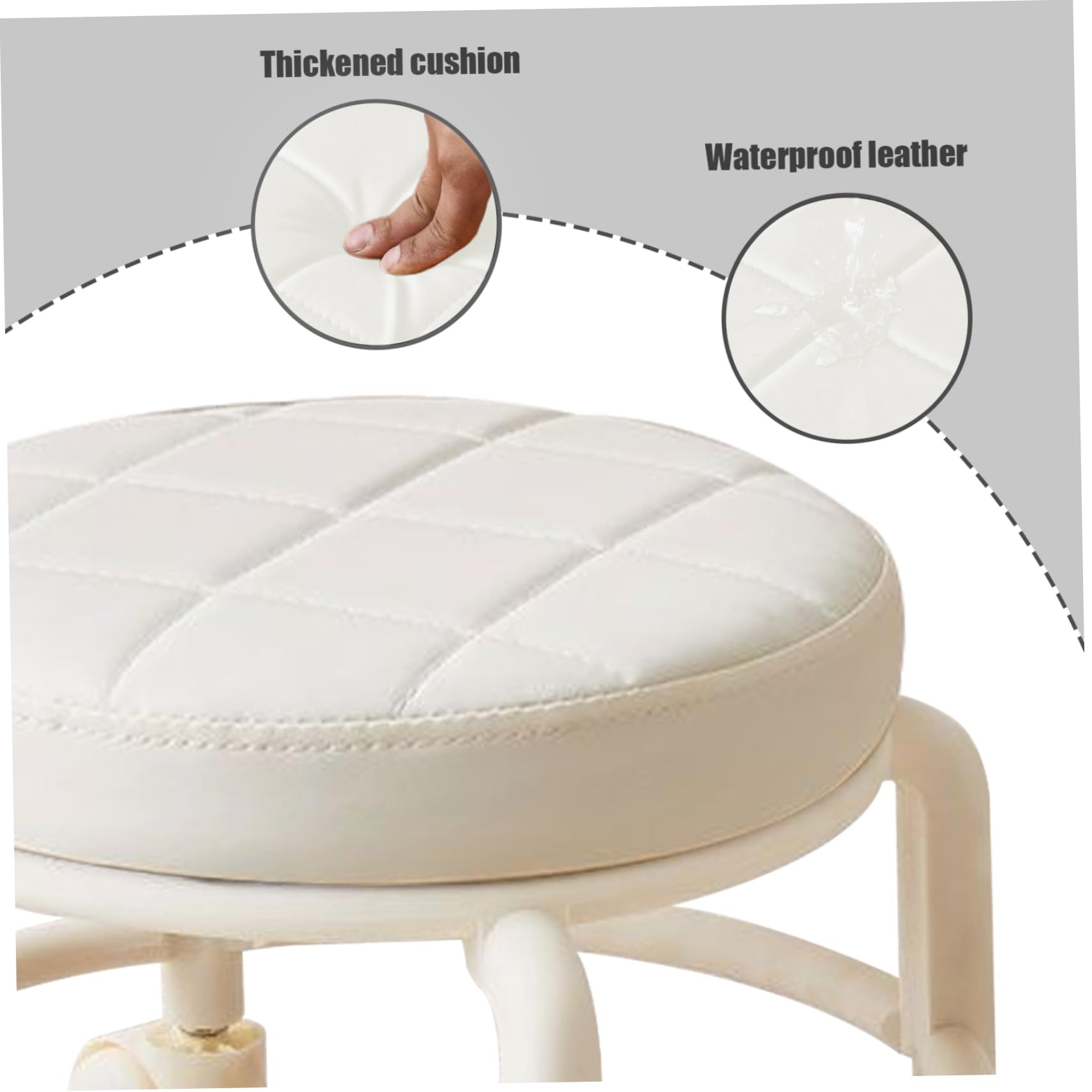 Taburete bajo con Ruedas, taburetes con Ruedas de 10, 2 Pulgadas de Alto, Taburete pequeño con, Silla de pedicura giratoria de 360 ​​° para el hogar, Oficina, Garaje, Tienda, Color Beige