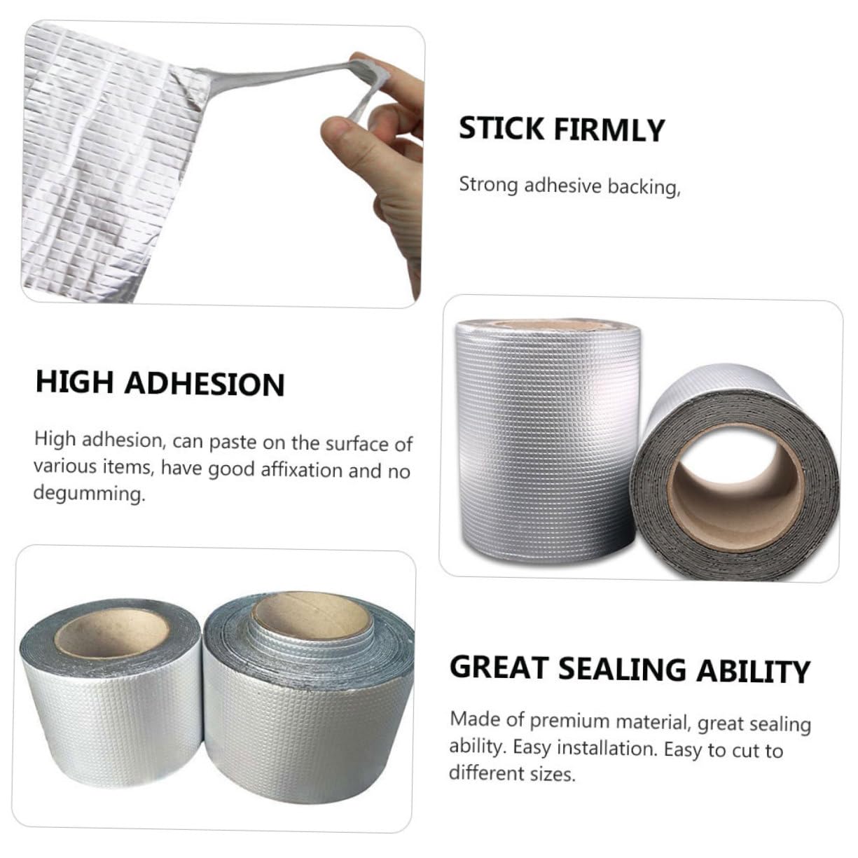 CIYODO 2pcs Super Sealant Tape Butyl Rubber Aluminum Foil Tape Instant Leak Repair for Weather