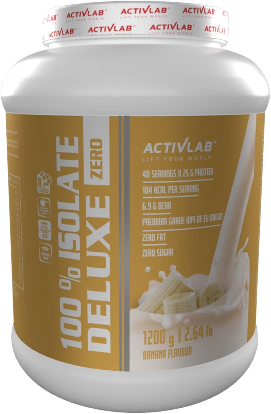 Activlab100% Isolate De Luxe 1.2Kg, 85% Protein, 40 Servings X 25G |6.9G Bcaa | Sugar Free, Fat Free | Whey Isolate Protein Powder Blend For Muscle Building & Maintenance | Banana Flavour