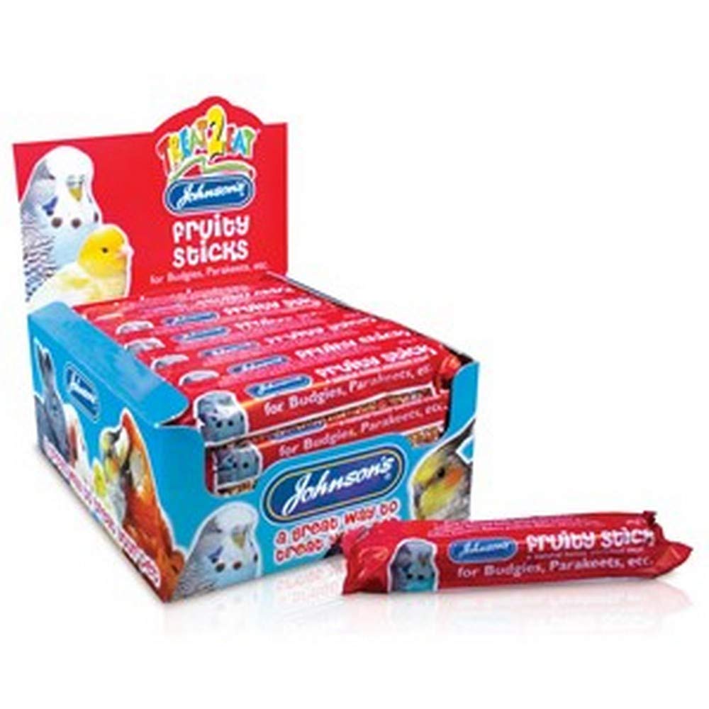 Johnsons Bulk Box Treat 2 Eat Budgie/Parakeet Fruity Sticks 1x28
