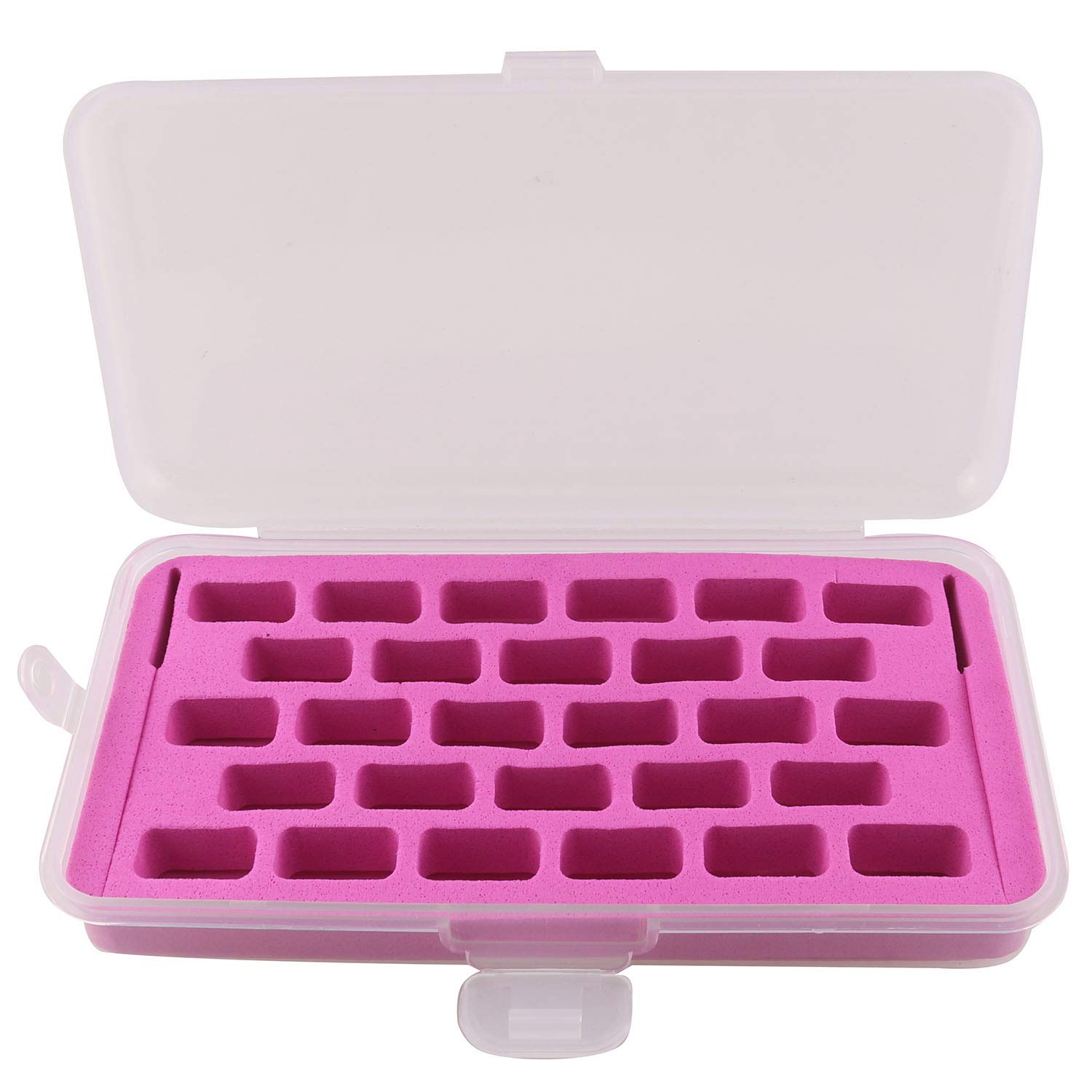 JCBIZ 28 Grid Bobbin Storage Box 179x89x32mm Pink Sewing Thread Organizer Holder Storage Case for Sewing Bobbin, Threads and Spools