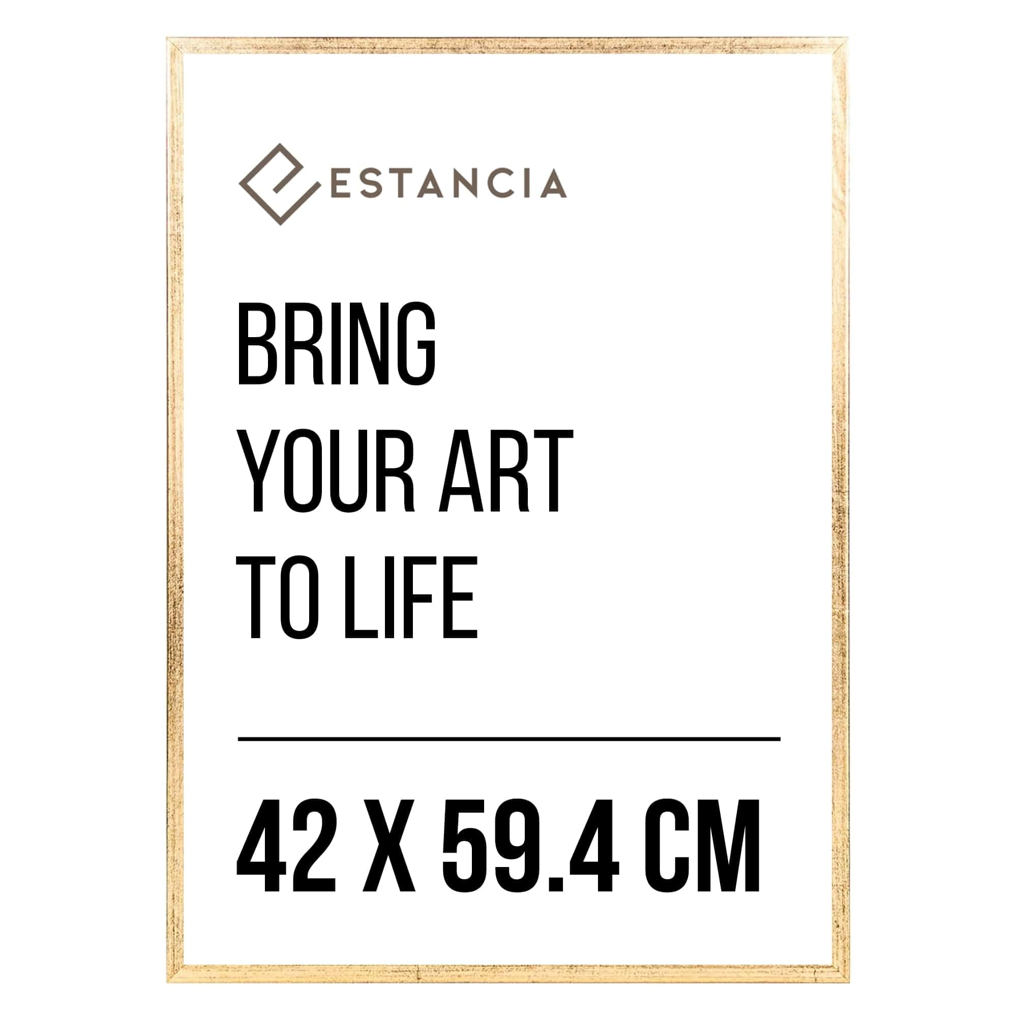 Estancia Gold Pine Wood Photo Frame 42x59.4 cm (A2) with Shatterproof Acrylic Glass | Modern 42 x 59.4 cm Wooden Picture Frame