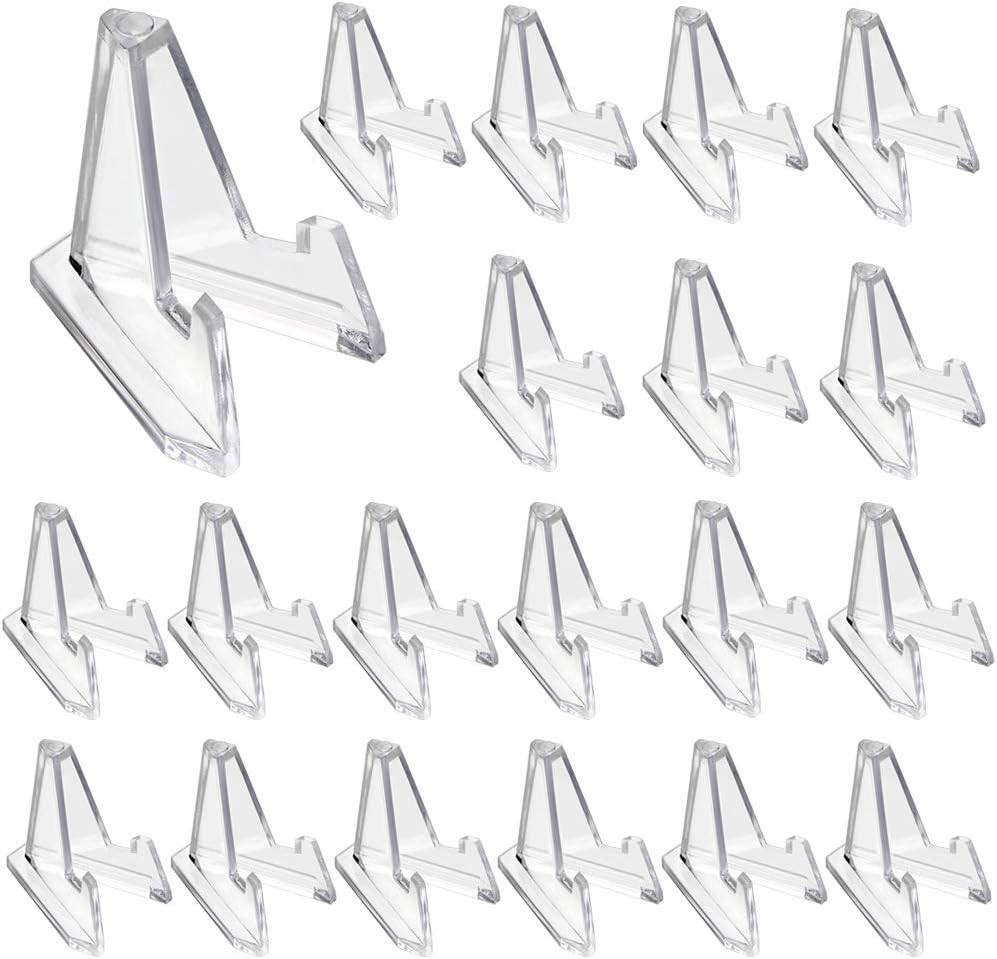 20 Pack Clear Acrylic Easel Stands Coin Display Easel, 21/