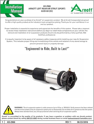 Miniatura 5 de Arnott Reman Amortiguador neumático trasero izquierdo - 04-10 Audi A8 Quattro (D3) 07-10 S8 (D3) con suspensión deportiva