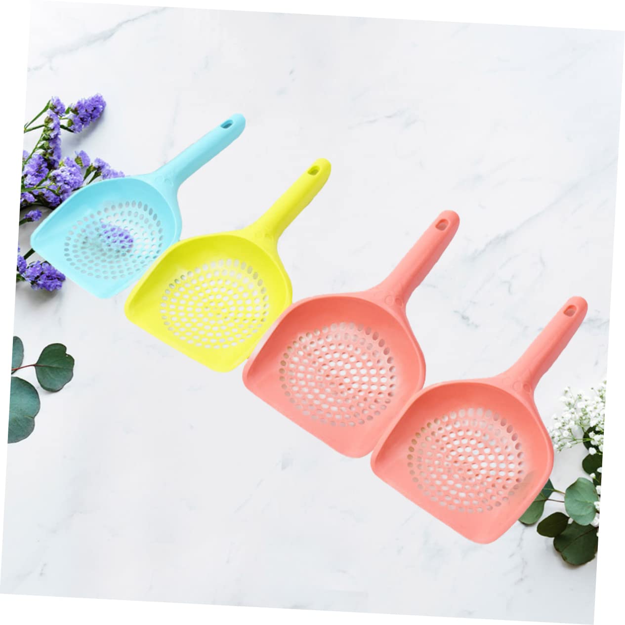 Paletta per lettiera, 4 Pezzi di Strumento for lettiera for Gatti con Manico Lungo, for la Pulizia dei rifiuti degli Animali Domestici, in plastica Dura, Colori Casuali