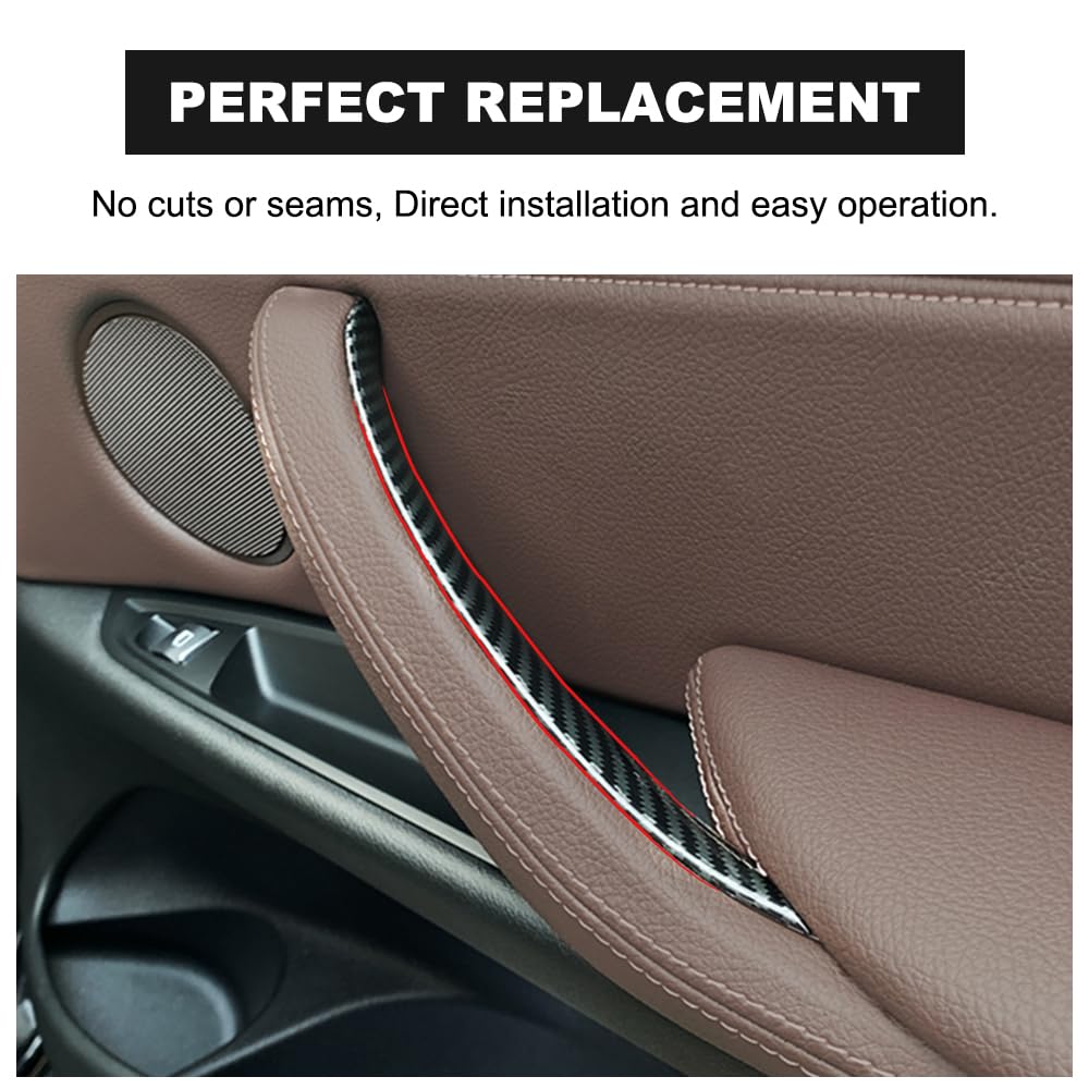4 pezzi di maniglia per porta interna in ABS per auto, pannello interno, copertura decorativa per tirare, bracciolo compatibile con BMW E70 E71 E72 X5 X6 2007-2014 - Fibra di carbonio