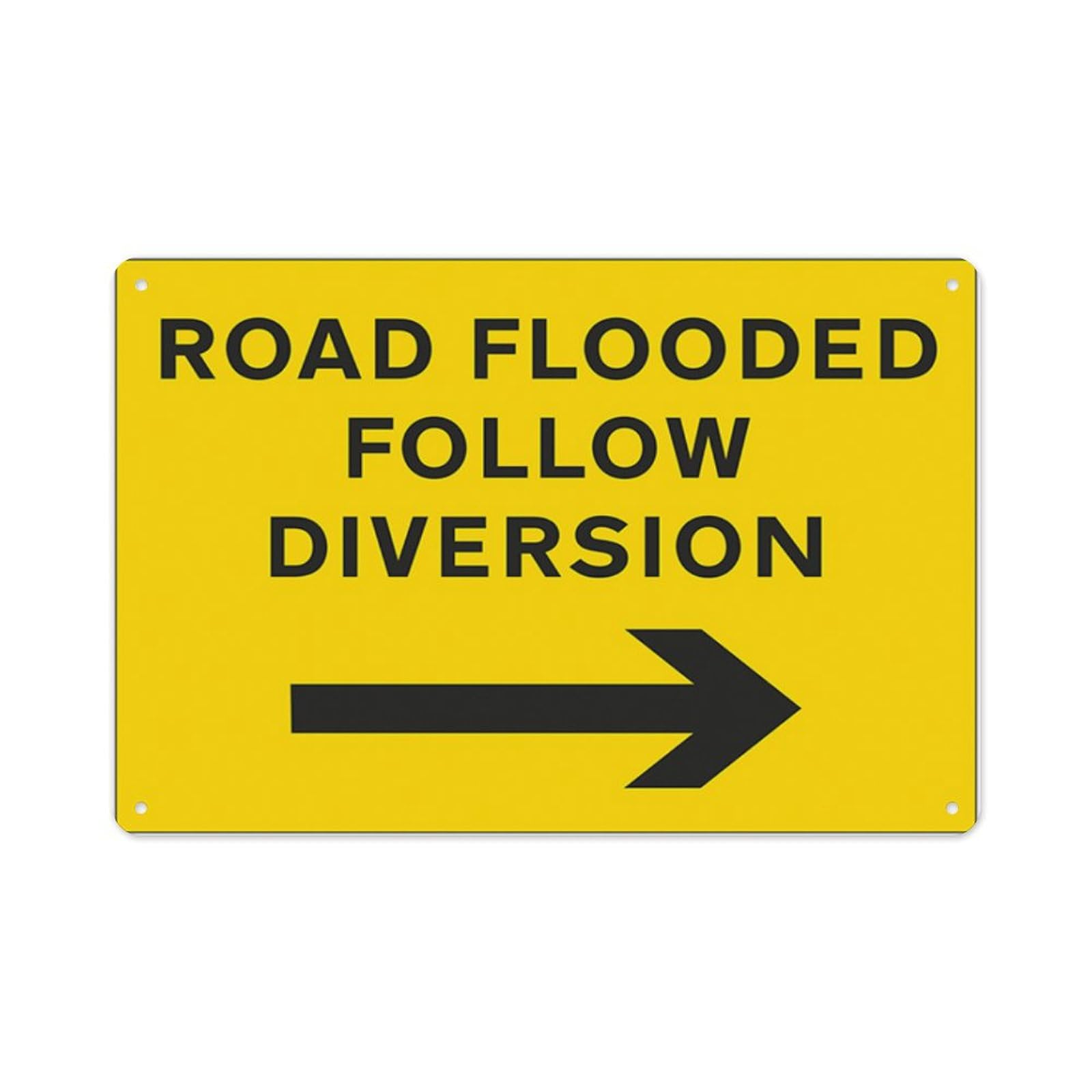 peiyeety Road Flooded Follow Diversion Arrow Right Aluminum Tin Warning Signs For Home Outdoor Garden 8X12 Inches