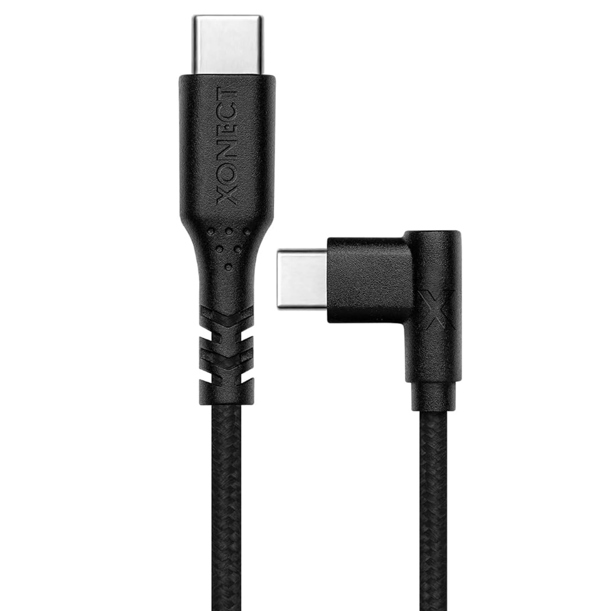 XONECT Type-C to Type-C ile Uyumlu iPhone ve Samsung ile Uyumlu Hızlı Şarj ve Data Kablosu 100 cm L Tipi Gaming Hasır Örgülü (Siyah)