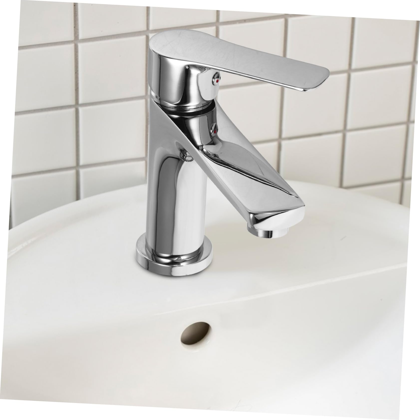 Rubinetto Monoforo Caldo Freddo in Rame Argento per Lavabo