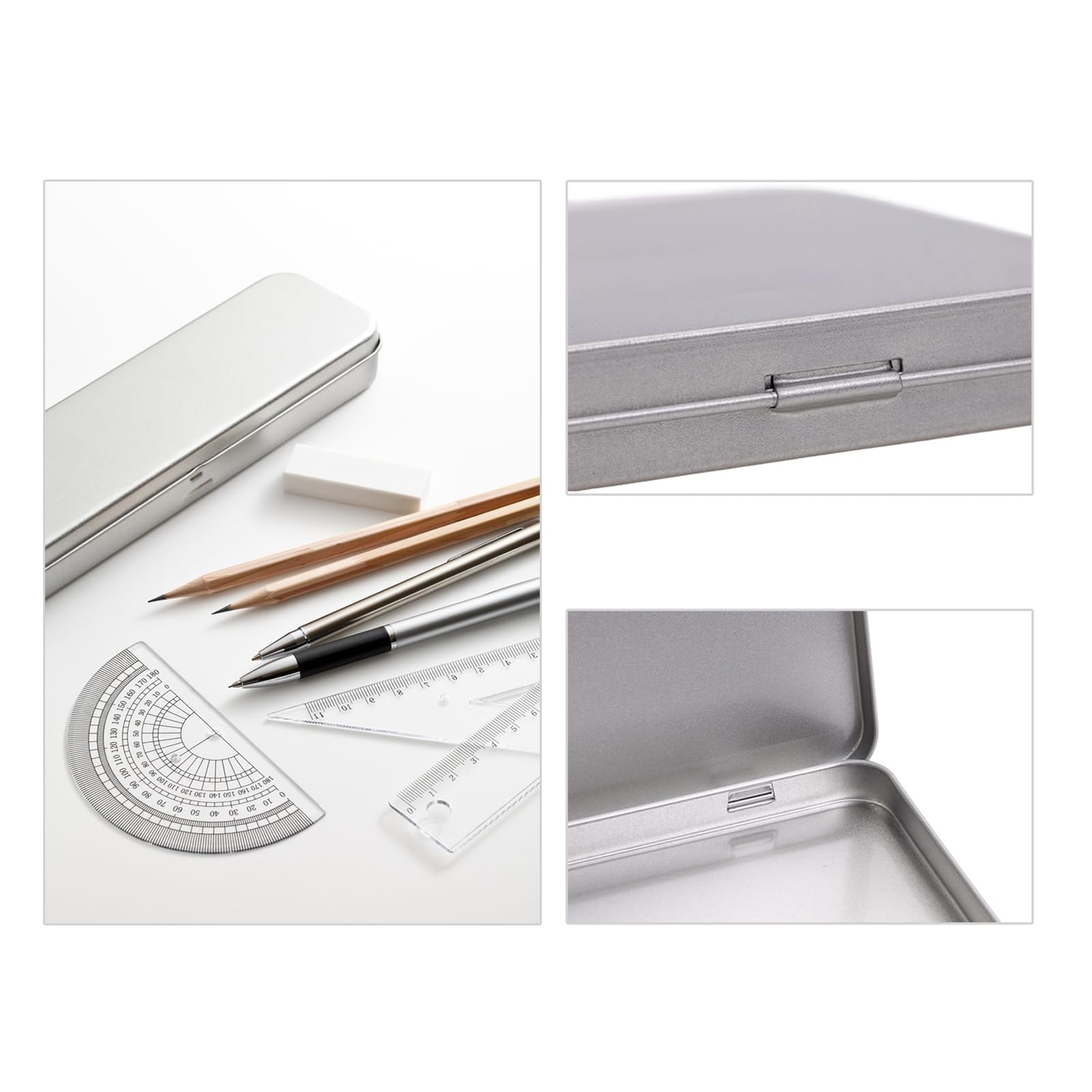 Silver Metal Tin Boxes - 2 Pack Storage -5 Silver Metal Tin Boxes - 2 Pack Storage -5